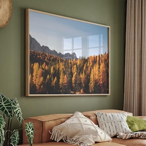 Impresión de paisaje otoñal, impresión de arte mural de bosque otoñal, póster de fotografía de naturaleza otoñal, arte mural imprimible