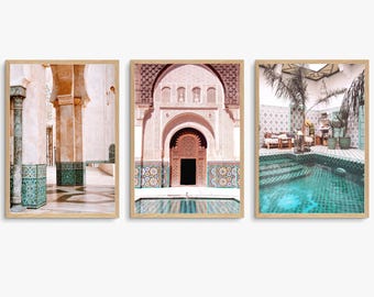 Moroccan Print, Marrakech Wall Art Set of 3 prints, Moroccan Door Print, Islamic Print, Muslim Poster, Printable Wall Art
