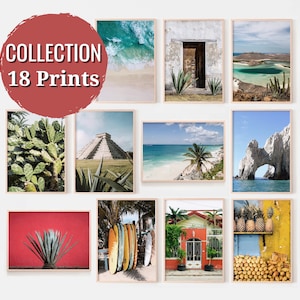Mexico wall art prints, travel mexican gallery set of 18 prints, mexico photography posters for digital download, printable wall art