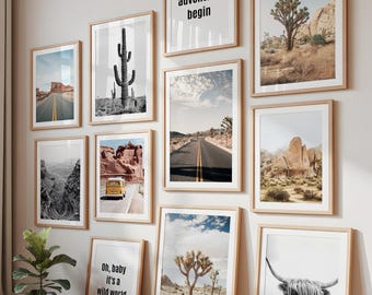Set di 14 stampe da parete ispirate al deserto, set di gallerie da parete ispirate al western dell'Arizona, fotografie di cactus in stile boho, stampe naturalistiche del sud-ovest, stampe da parete stampabili