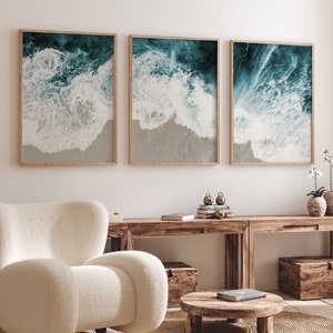 Luft Meereswellen 3-teilige Wandkunst, Triptychon Wandkunst, Strand Fotografie, digitaler Download, druckbare Wandkunst