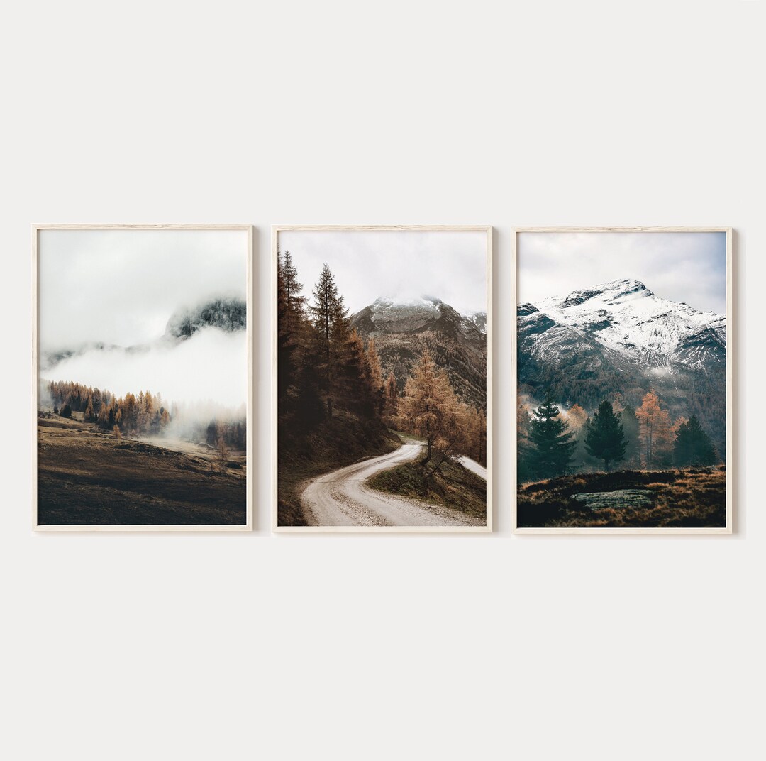 Dark Brown Wall Art, Rustic Nature Digital Pictures, Country Landscape