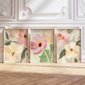 Pastel wildflowers oil painting prints, neutral tones abstract floral prints set of 3, cottagecore flowers artwork, printable wall art product logo