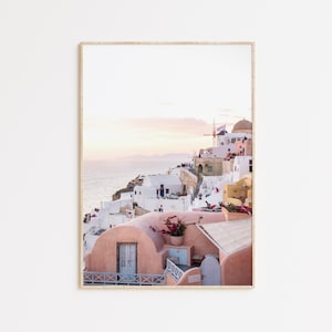 Pastel Greece Print, Santorini Wall Art, Neutral Summer Greek Poster, Boho Printable Wall Art