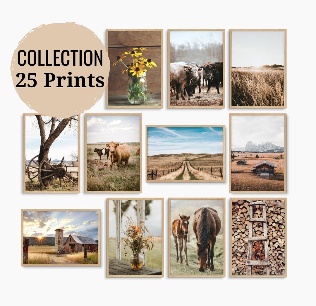 25 Prints, Farm Wall Art, Nature Prints, Rustic Gallery Wall Set ...
