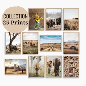 25 Prints, Farm wall art, Nature prints, Rustic gallery wall set, Farmhouse prints set, Printable wall art