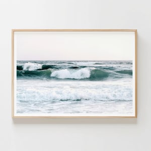 Pastel ocean wave photography, pastel beachy print, coastal ocean water digital poster, large printable wall art