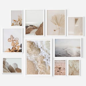 Boho-Galeriewandset mit 10 Drucken, Neutrale Strandgaleriedrucke, druckbare Wandkunst