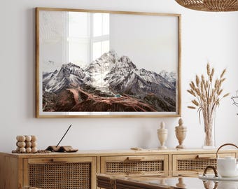 Mountains photography print, mountain landscape poster, nordic printable wall art