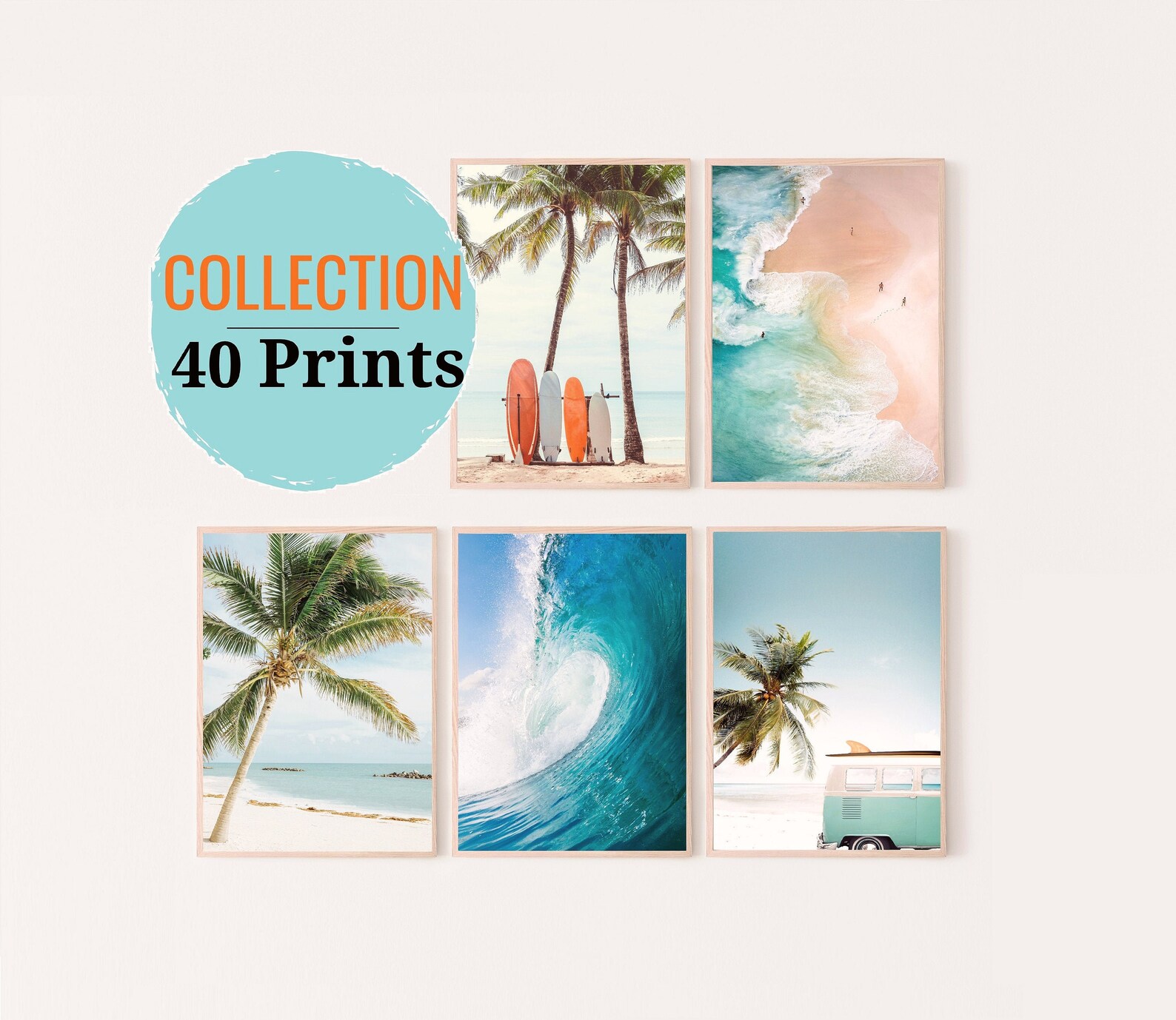Beach Wall Art Prints Gallery Wall Set of 40 Prints Tropical Etsy