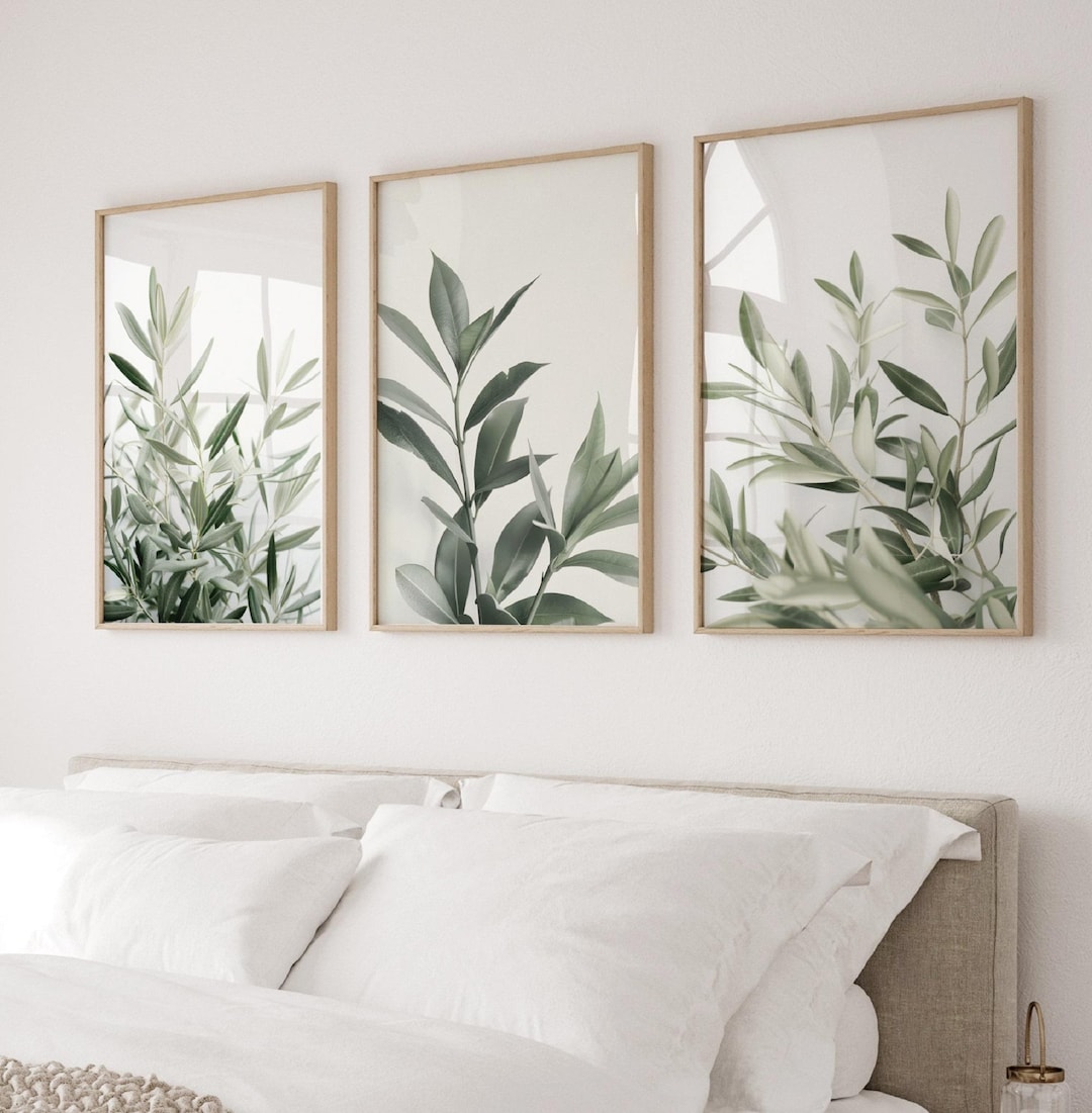 Green Botanical Prints Set of 3, Plant Gallery Wall Set, Sage Green 3 ...