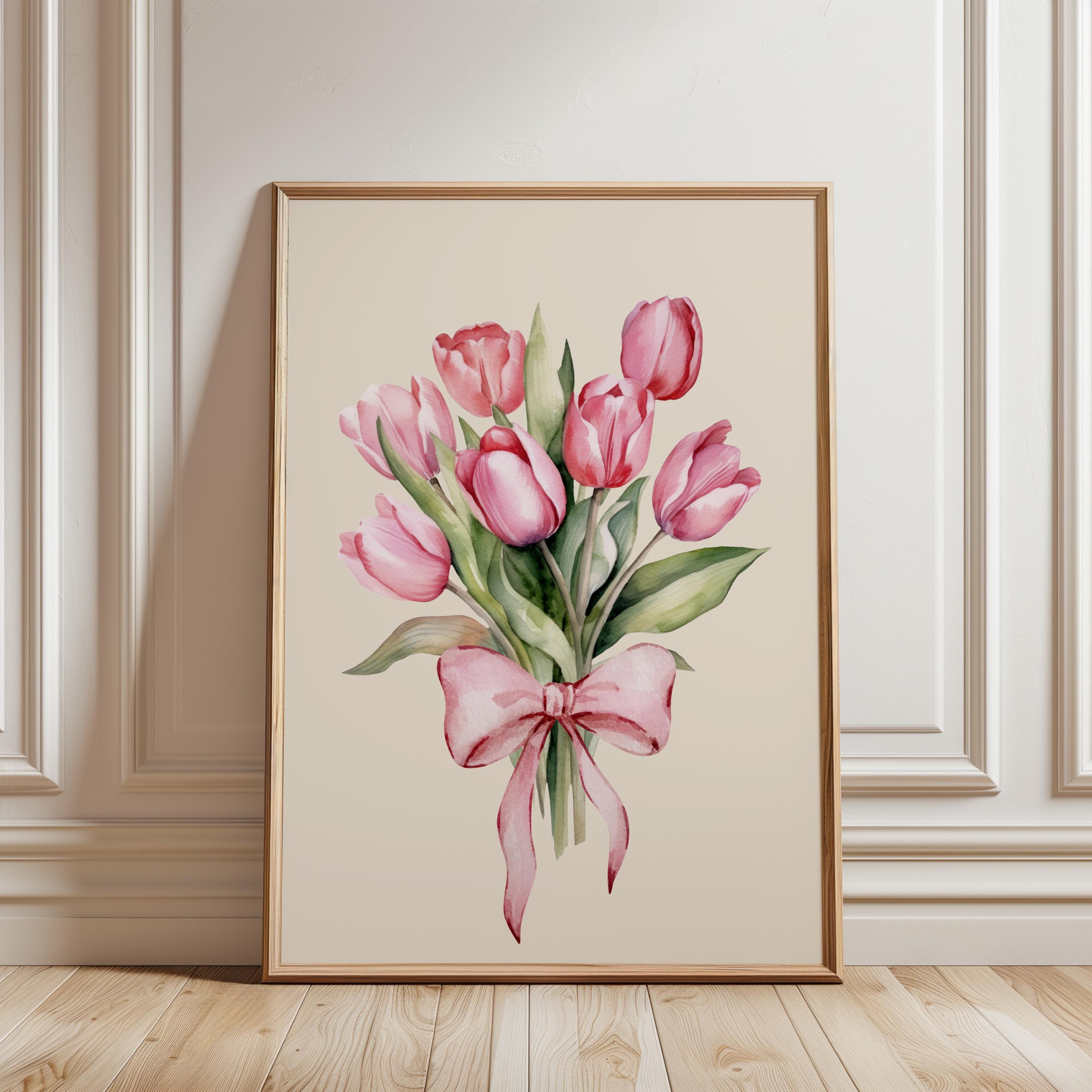 【原画販売】チューリップのブーケ　水彩画 透明水彩で描く、チューリップ🌷 今日も一日お疲れ様！ 水彩特有の