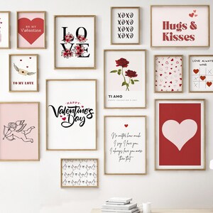 20 prenten, afdrukbare Valentijnsdag, set prints fotowand, valentijnshuisdecoratie, afdrukbare muurkunst