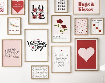 20 Prints, Valentines Day printables, gallery wall set prints, Valentine's home decor, printable wall art