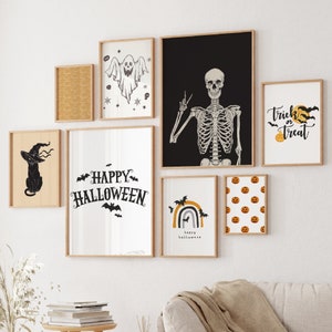 Conjunto de impresiones de Halloween de 10, conjunto de pared de galería de Halloween, impresiones espeluznantes, arte de pared imprimible