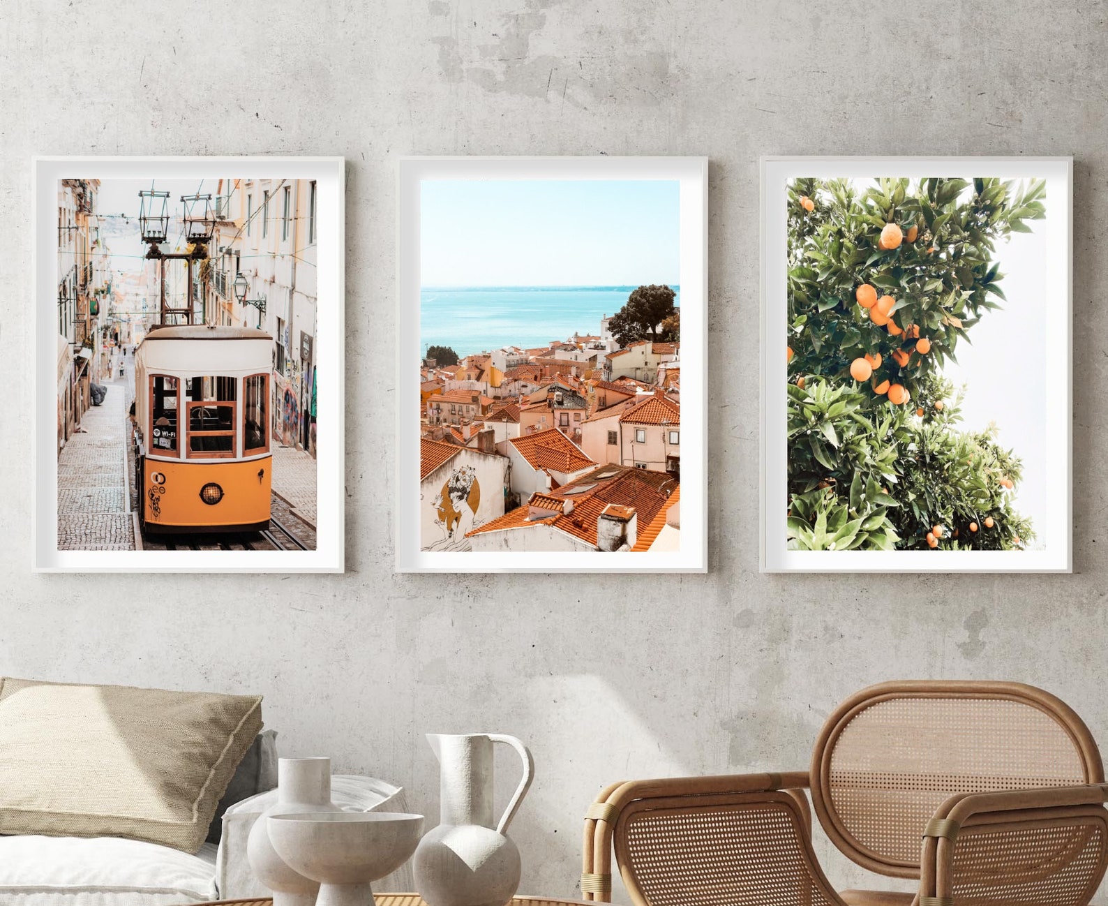 Portugal Prints Set of 3 Lisbon Cityscape Wall Art Portugal Etsy