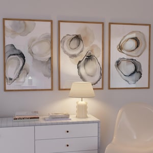 Oyster Shell Watercolor Prints Set: Coastal Kitchen Art (Digital Download)
