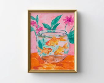 Matisse goldfish with cat, famous paintings with cats, defaced