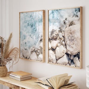 Blue Ocean prints set of 2, digital file, ocean wall art, beach photography, boho beach pictures, printable wall art
