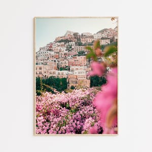 Amalfi Positano Küste Druck, Blumen Italien Fotografie, Sommer Reise mediterran Poster, druckbare Wandkunst