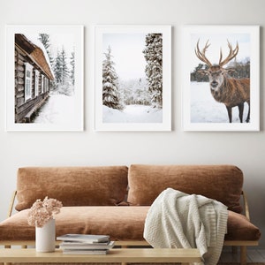 Winter Wall Art Prints Set of 6, Christmas Printable Art, Reindeer ...