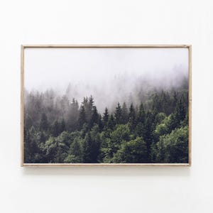 Dunkler Wald Wandbild, Kiefern Bäume Druck, digitale Datei, Wald Fotografie, Natur Landschaft Poster, druckbare Wandkunst