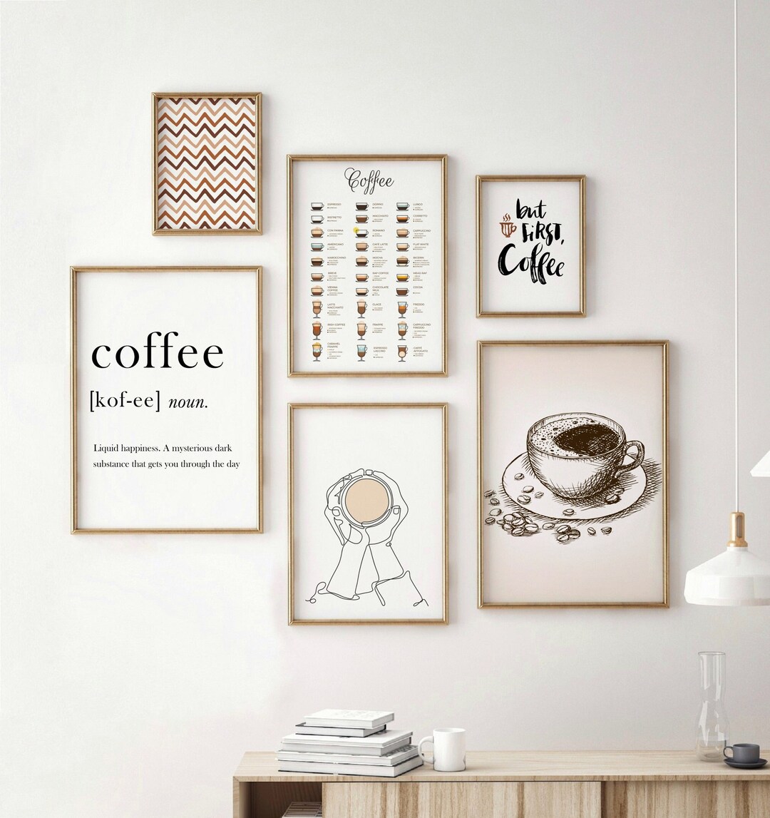 Coffee Wall Art, Coffee Gallery Wall Set of 6 Prints, Abstract Coffee ...