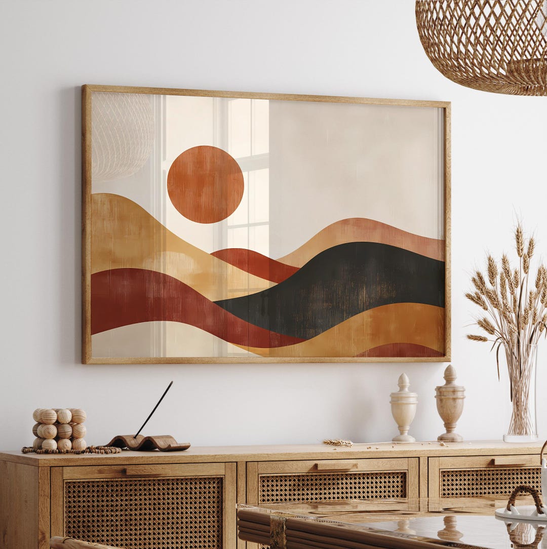 Abstract Terracotta Landscape Print, Modern Boho Desert Artwork