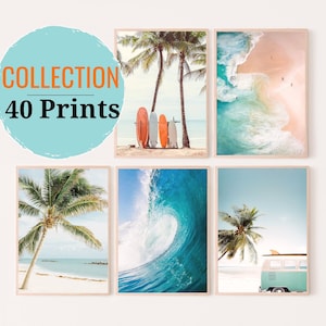Beach Gallery Set of 40 Prints, Surf and Ocean Photo Poster, Coastal California beach print, Printable wall art