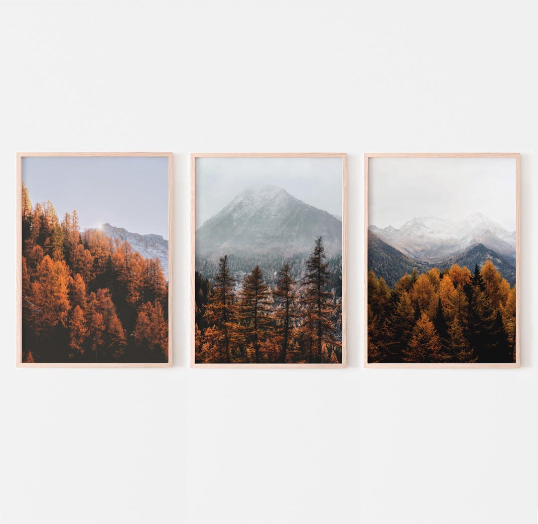 Fall Wall Art, Landscape Set of 3 Prints, Autumn Forest Print, Italy ...