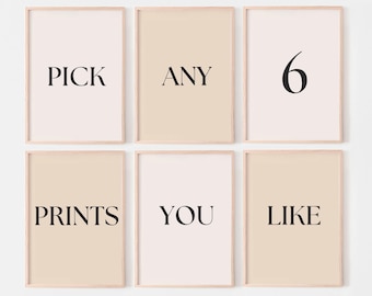 Kies 6 willekeurige prints, bestel op maat, stel een gepersonaliseerde galerijwand samen met 6 prints, ontvang digitale bestanden en laat je muur personaliseren met printbare kunst.