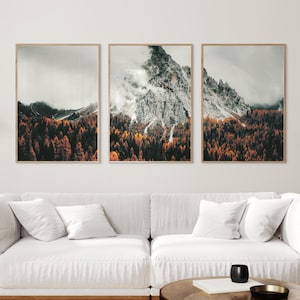 Mountain triptych wall art, mountain landscape prints set of 3, digital prints, printable wall art
