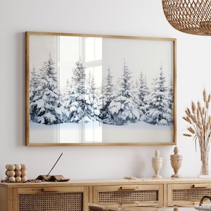 Winter Forest Photography, Snowy Pine Forest Print: Winter Landscape Poster (Digital Download)