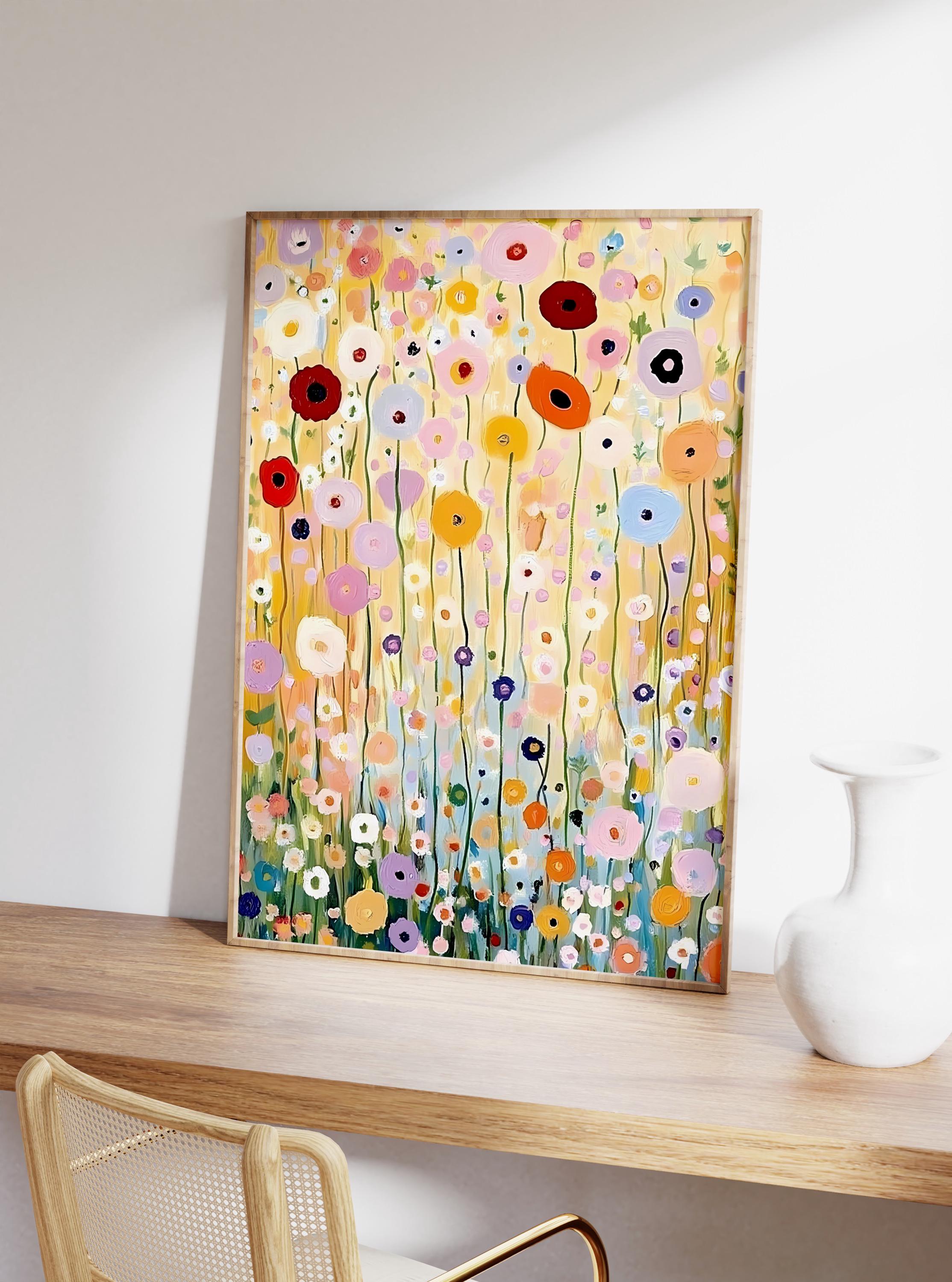 Wildflowers Field Painting Print: Colorful Floral Wall Art