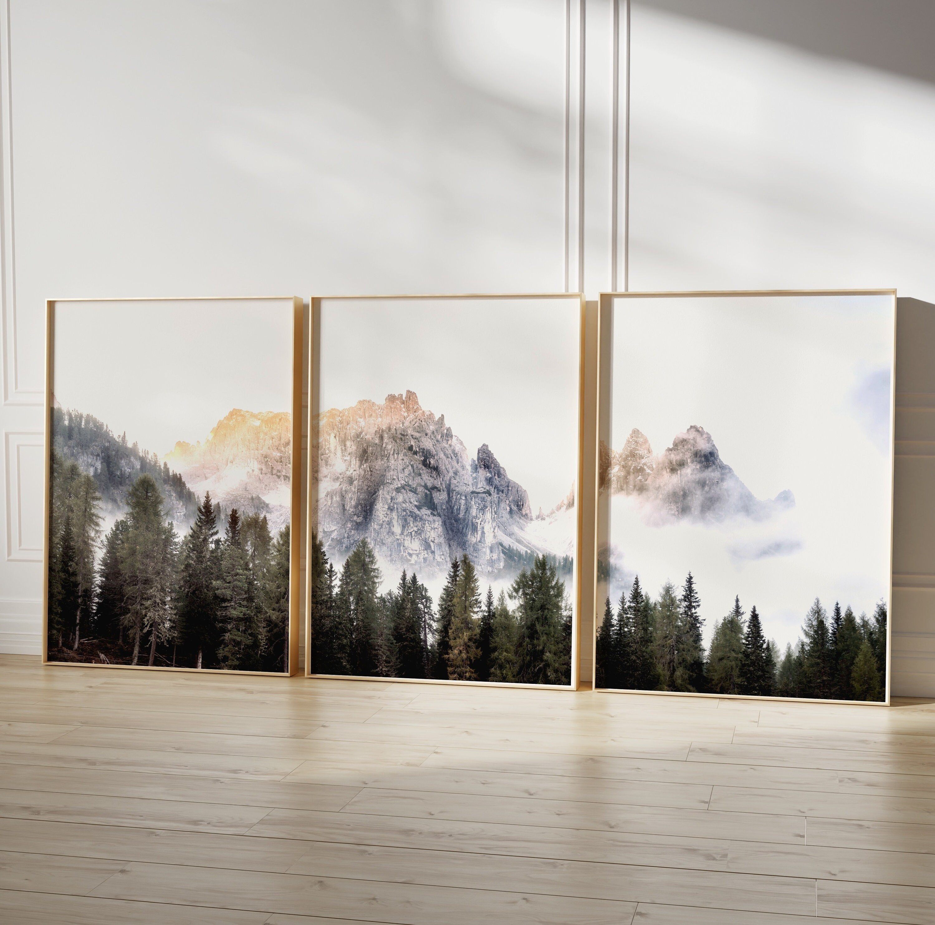 Forest Mountain Triptych Prints Set of 3, Mountain Landscape 3 Piece ...