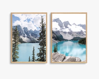 Lake Louise Print Set of 2, Nordic Print Digital Download, Canadian Set of 2 Forest Print, Nature Landscape Photography, Printable Wall Art