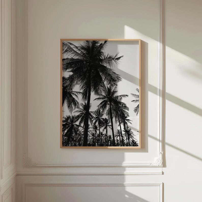 Black and White Tropical Palm Trees Print, Bw Beach Palm Trees ...