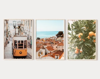 Portugal Prints Set of 3, Lisbon Cityscape Wall Art, Portugal  Lissabon Photograph Print, Printable Wall Art