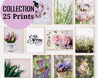 25 Spring wall art prints, spring printables, spring photo digital download, printable wall art