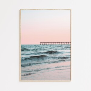 Pink Coastal Sunset sea print, Pastel Beach photography, California Ocean digital print, Printable wall art
