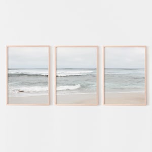 Ocean triptych wall art, beach prints set of 3, printable coastal photography, Digital Download
