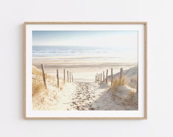 Neutral Beach Print, Sea dunes photography, Boho Coastal Wall Art, Beach path Print, Printable Wall Art