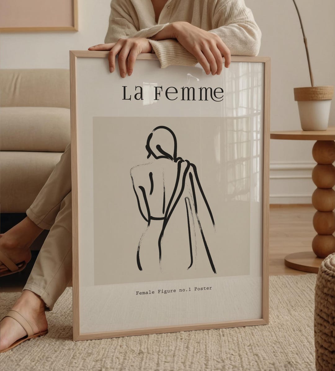 Femme femme femme 展覧会図録 仏語版 La Femme Line Art Print, Boho Neutral Female Illustration