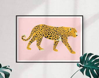 Leopard Wild animal print poster gift, watercolour wallart posters prints