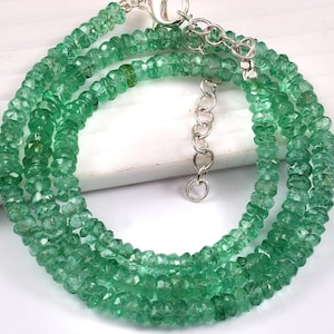 EMERALD NECKLACE| Top Quality Natural Emerald Faceted Rondelle Beads|Zambia Emerald Faceted Rnondelle Beads|Emerald Beads For Making Jewelry