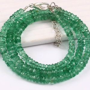 EMERALD NECKLACE| Top Quality Natural Emerald Faceted Rondelle Beads|Zambia Emerald Faceted Rnondelle Beads|Emerald Beads For Making Jewelry