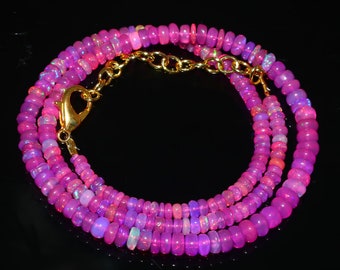 OPAL NECKLACE'S| AAA+ Ethiopian Welo Opal| Pink Opal| Opal Beads Necklace|Opal Bead Stand| Welo Fire Opal Necklace| Ethiopian Opal Beads 16"