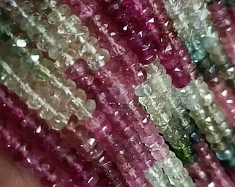 AAA+++ Rare Natural Multi Tourmaline Faceted Rondelle Beads 5MM Multi Tourmaline Bead Tourmaline Beads Strand Multi Tourmaline Gemstone Bead