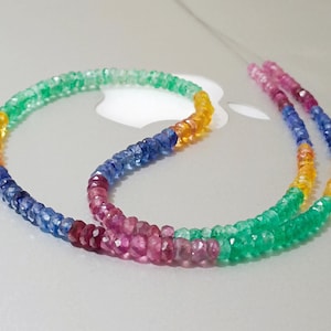 Natural Multi Sapphire Beads Necklace| Multi Sapphire Faceted Beads Necklace| AAA+ Quality Multi Sapphire Beaded Necklace| 16 Inch Gemstone|