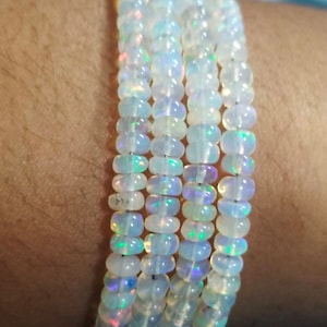 OPAL BRACELET'S|Natural Ethiopian Welo Fire Opal Smooth Rondelle Beads Bracelet| Multi Fire Opal Beads|Genuine Opal Bracelet|Sparkling Opal